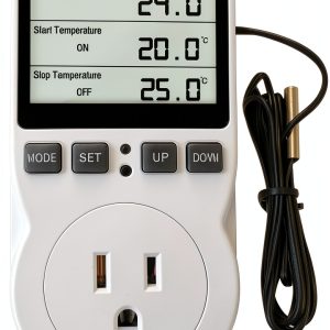 Plug in Thermostat Temperature Controller Electric Digital Thermostat Heating Cooling Mode Timer White-0